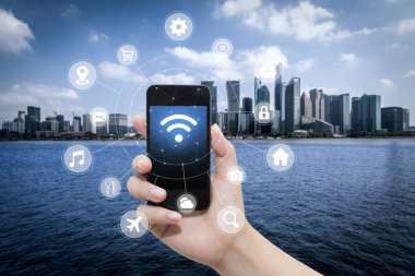 El ve internet WiFi ağ bağlantısı c kullanarak akıllı telefon