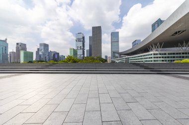 Panoramik silüet ve modern iş ofisi binaları