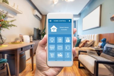 Akıllı ev, ev otomasyonu, uygulama i ile cihaz ile akıllı telefon