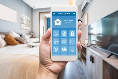 Akıllı ev, ev otomasyonu, uygulama i ile cihaz ile akıllı telefon