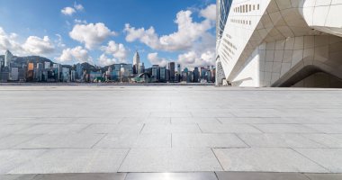 Panoramik silüet ve modern iş ofisi binaları
