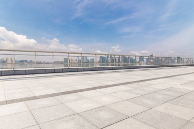 Panoramik silüet ve modern iş ofisi binaları