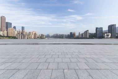 Panoramik silüet ve modern iş ofisi binaları