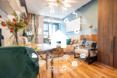 Akıllı Ev Otomasyonu asistanının dairesel fütüristik arayüzü