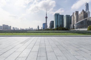Panoramik silüet ve modern iş ofisi binaları