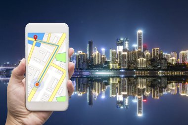 Şehir ile cep telefonu mobil GPS navigasyon
