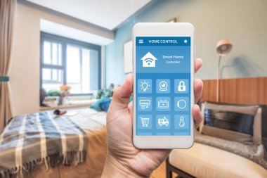 Akıllı ev, ev otomasyonu, uygulama i ile cihaz ile akıllı telefon