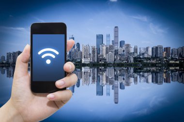 El ve internet WiFi ağ bağlantısı c kullanarak akıllı telefon