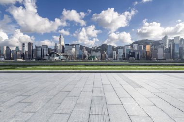 Panoramik silüet ve modern iş ofisi binaları