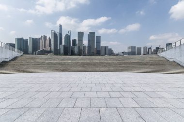 Panoramik silüet ve modern iş ofisi binaları