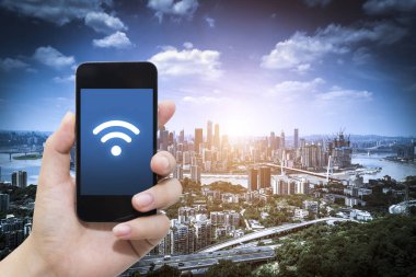 El ve internet WiFi ağ bağlantısı c kullanarak akıllı telefon