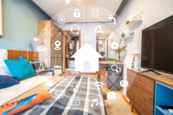 Circular futuristic interface of smart home automation assistant — Stock Photo, Image