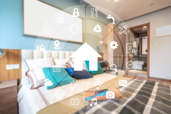 Interfaz futurista circular del asistente de automatización del hogar inteligente —  Fotos de Stock