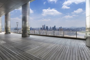 Panoramik silüet ve modern iş ofisi binaları