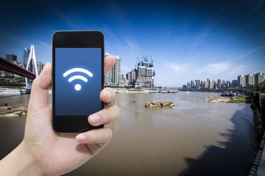 El ve internet WiFi ağ bağlantısı c kullanarak akıllı telefon