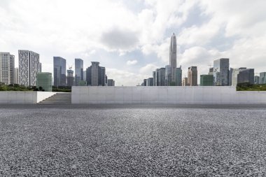 Panoramik silüet ve modern iş ofisi binaları