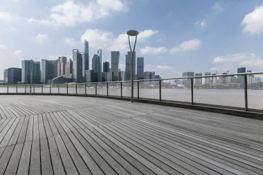 Panoramik silüet ve modern iş ofisi binaları