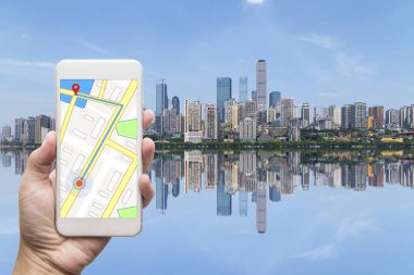 Şehir ile cep telefonu mobil GPS navigasyon