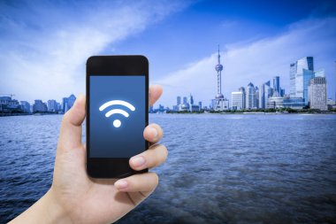 El ve internet WiFi ağ bağlantısı c kullanarak akıllı telefon