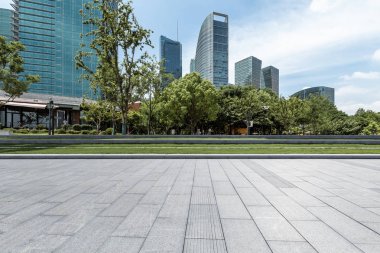 Panoramik silüet ve modern iş ofisi binaları