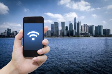 El ve internet WiFi ağ bağlantısı c kullanarak akıllı telefon