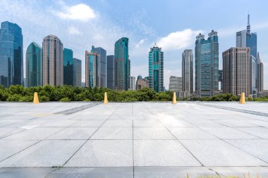 Panoramik silüet ve modern iş ofisi binaları