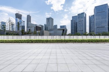 Panoramik silüet ve modern iş ofisi binaları