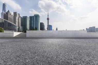 Panoramik silüet ve modern iş ofisi binaları