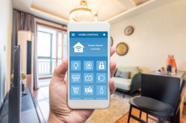 Akıllı ev, ev otomasyonu, uygulama i ile cihaz ile akıllı telefon