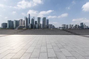 Panoramik silüet ve modern iş ofisi binaları