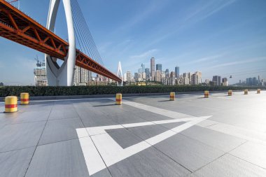 Panoramik silüet ve modern iş ofisi binaları