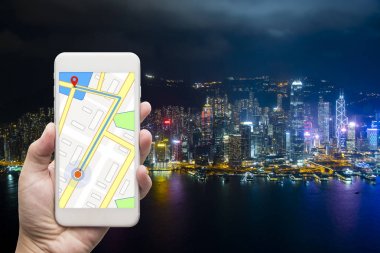 Şehir ile cep telefonu mobil GPS navigasyon