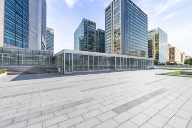 Panoramik silüet ve modern iş ofisi binaları