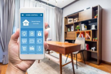 Akıllı ev, ev otomasyonu, uygulama i ile cihaz ile akıllı telefon