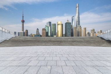 Panoramik silüet ve modern iş ofisi binaları