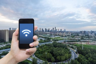 El ve internet WiFi ağ bağlantısı c kullanarak akıllı telefon