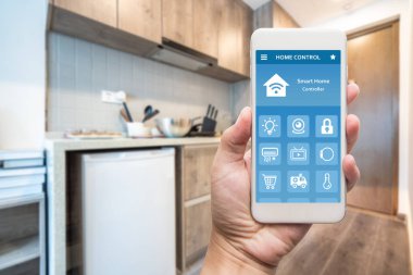 Akıllı ev, ev otomasyonu, uygulama i ile cihaz ile akıllı telefon
