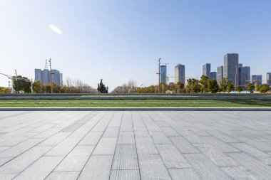 Panoramik silüet ve modern iş ofisi binaları