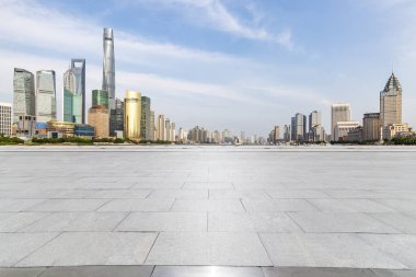 Panoramik silüet ve modern iş ofisi binaları