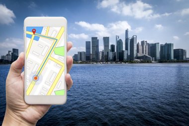 Şehir ile cep telefonu mobil GPS navigasyon