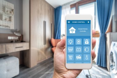 Akıllı ev, ev otomasyonu, uygulama i ile cihaz ile akıllı telefon