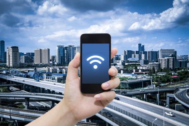 El ve internet WiFi ağ bağlantısı c kullanarak akıllı telefon