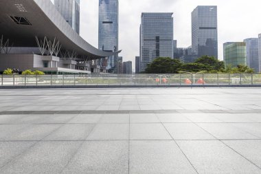 Panoramik silüet ve modern iş ofisi binaları