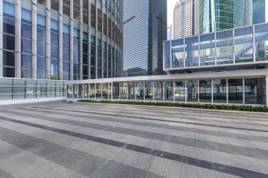 Panoramik silüet ve modern iş ofisi binaları