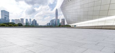 Panoramik silüet ve modern iş ofisi binaları