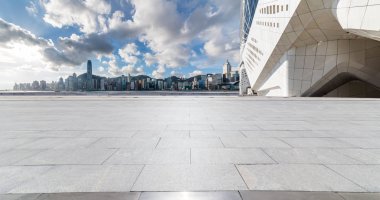 Panoramik silüet ve modern iş ofisi binaları
