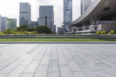 Panoramik silüet ve modern iş ofisi binaları