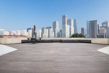 Panoramik siluet ve modern ofis binaları 