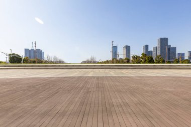 Panoramik silüet ve modern iş ofisi binaları