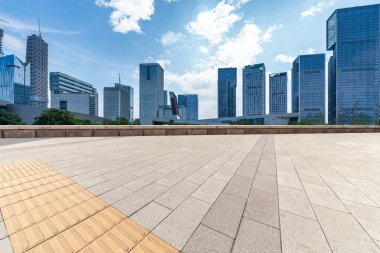 Panoramik silüet ve modern iş ofisi binaları